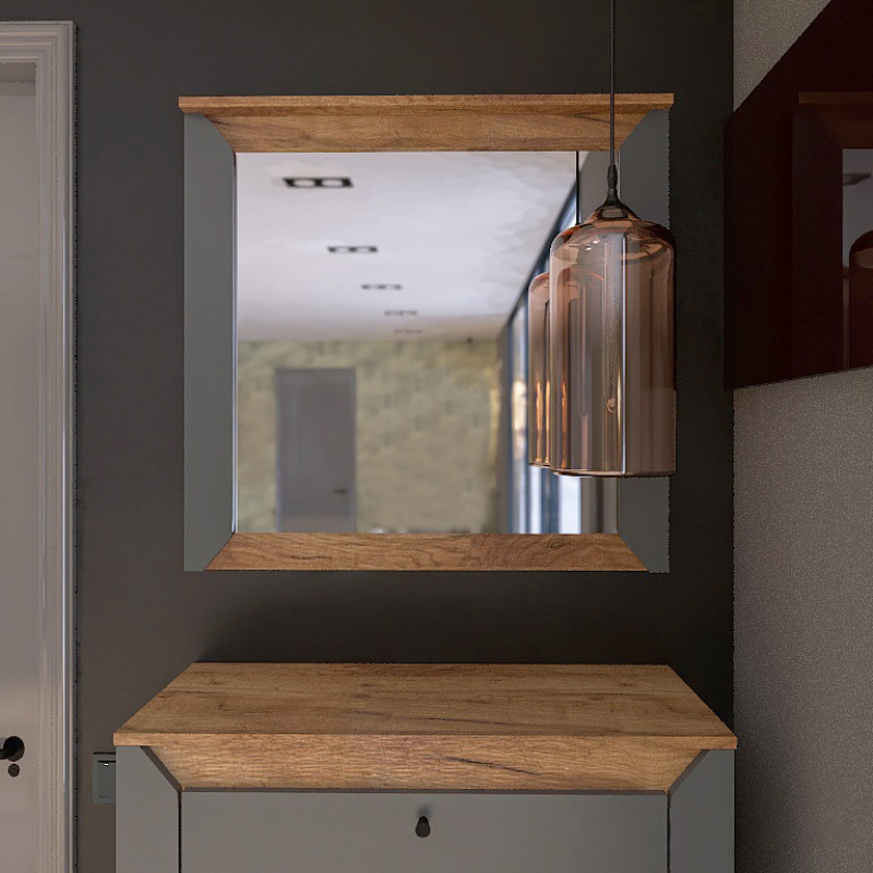 Lustro ścienne Nordic-800 80x6x77 cm Grafit + Złoty Dąb Craft (13256)