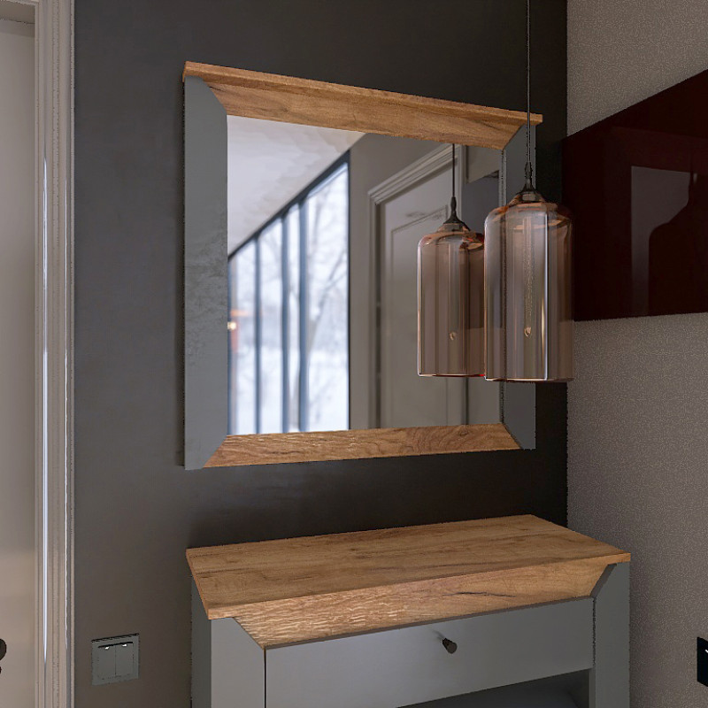Lustro ścienne Nordic-800 80x6x77 cm Grafit + Złoty Dąb Craft (13256)