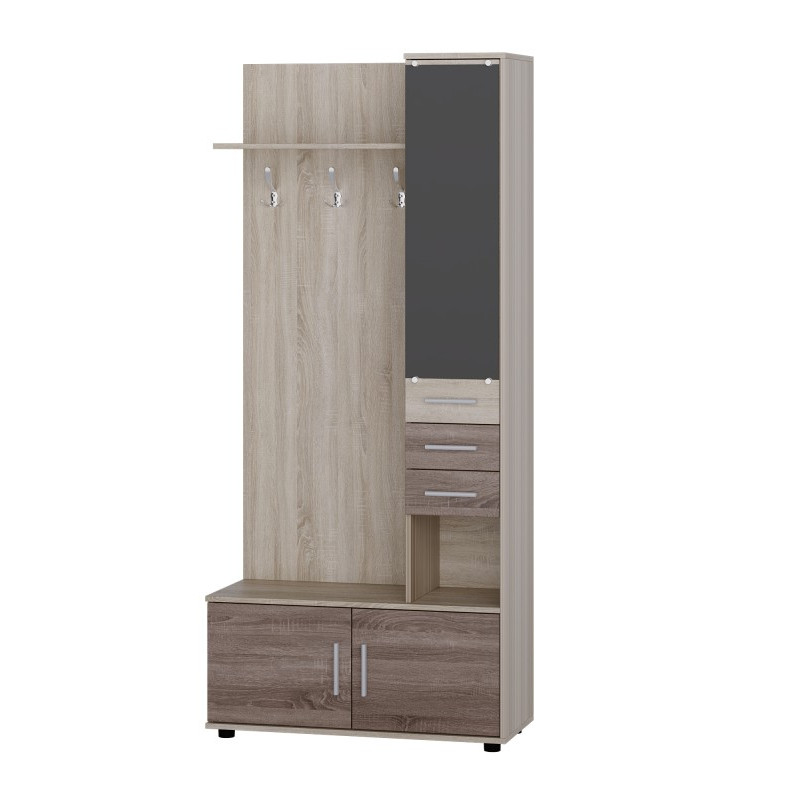 Прихожая Ривьера с распашным шкафом ШП-1 дуб сонома + трюфель (8648)