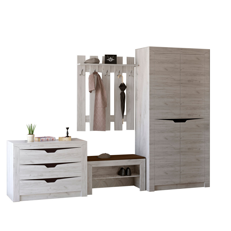 Прихожая Либерти 2 (модульная - 4 элемента) дуб крафт белый (9013)