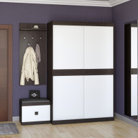 Прихожая Соната комплект 12 (модульная - 3 элемента) венге темный + белый (9019)