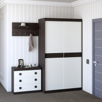 Прихожая Соната комплект 14 (модульная - 3 элемента) венге темный + белый (9020)