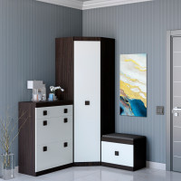 Прихожая Соната комплект 15 (модульная - 3 элемента) венге темный + белый (9021)