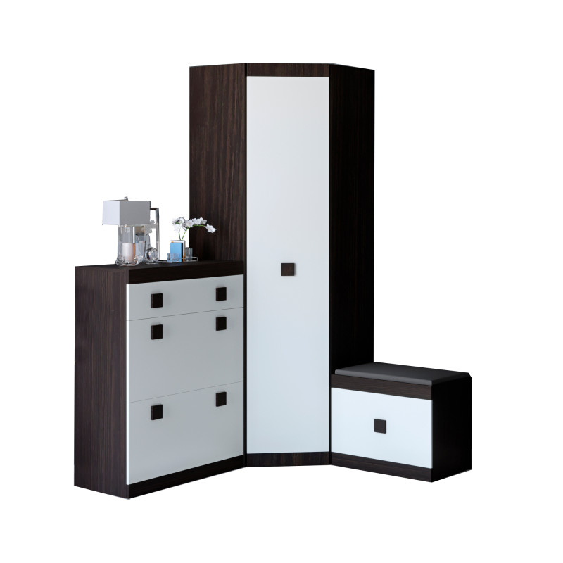 Прихожая Соната комплект 15 (модульная - 3 элемента) венге темный + белый (9021)
