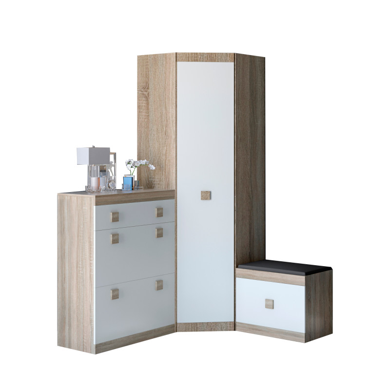 Прихожая Соната комплект 15 (модульная - 3 элемента) дуб сонома + белый (9022)