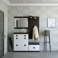 Прихожая Соната 5 (модульная - 4 элемента) венге темный + белый (9023)