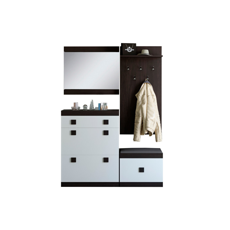 Прихожая Соната 5 (модульная - 4 элемента) венге темный + белый (9023)