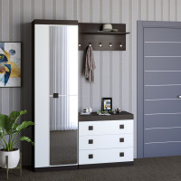 Прихожая Соната 4 (модульная - 3 элемента) венге темный + белый (9024)