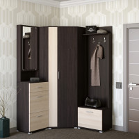 Прихожая Бриз-3 с угловым шкафом ШКУ-14 (3 элемента) венге + дуб молочный (9041)