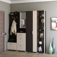 Прихожая Бриз-4 с распашным шкафом ШП-2 (4 элемента) венге + дуб молочный (9043)