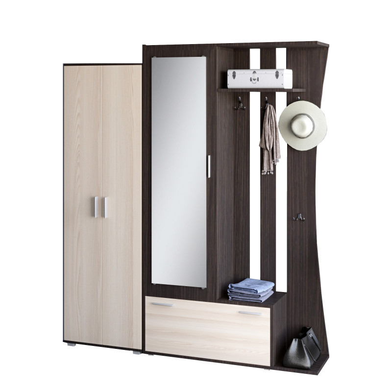 Прихожая Авео-2 с распашным шкафом ШП-1 венге + дуб молочный (9045)