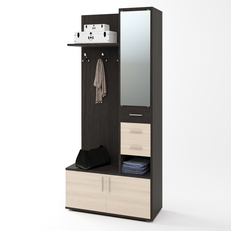 Прихожая с крючками Ривьера венге + дуб молочный (8651)