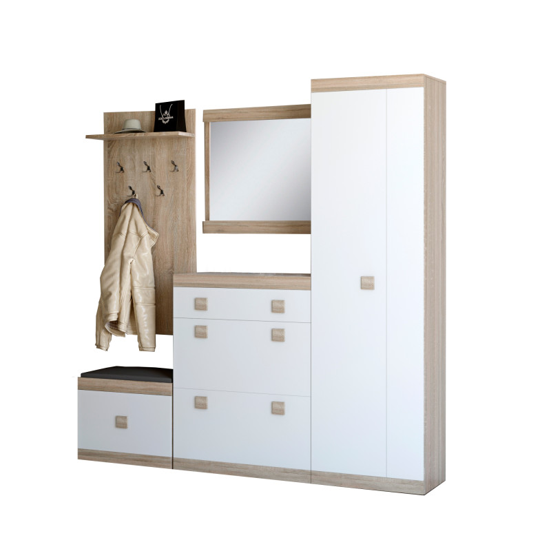 Прихожая Соната 1 (модульная - 5 элементов) дуб сонома + белый (8653)