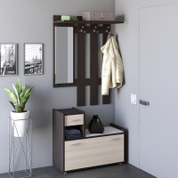 Прихожая Тандем с вешалкой и тумбой (левая) для обуви венге + дуб молочный (8659)
