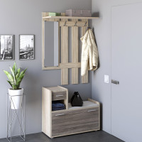 Прихожая Тандем с вешалкой и тумбой (левая) для обуви сонома + трюфель (8660)