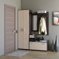 Прихожая Тандем с распашным шкафом ШП-1 и тумбой (левая) венге темный+дуб молочный (8662)