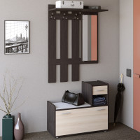 Прихожая Тандем с вешалкой и тумбой (правая) для обуви венге + дуб молочный (8664)