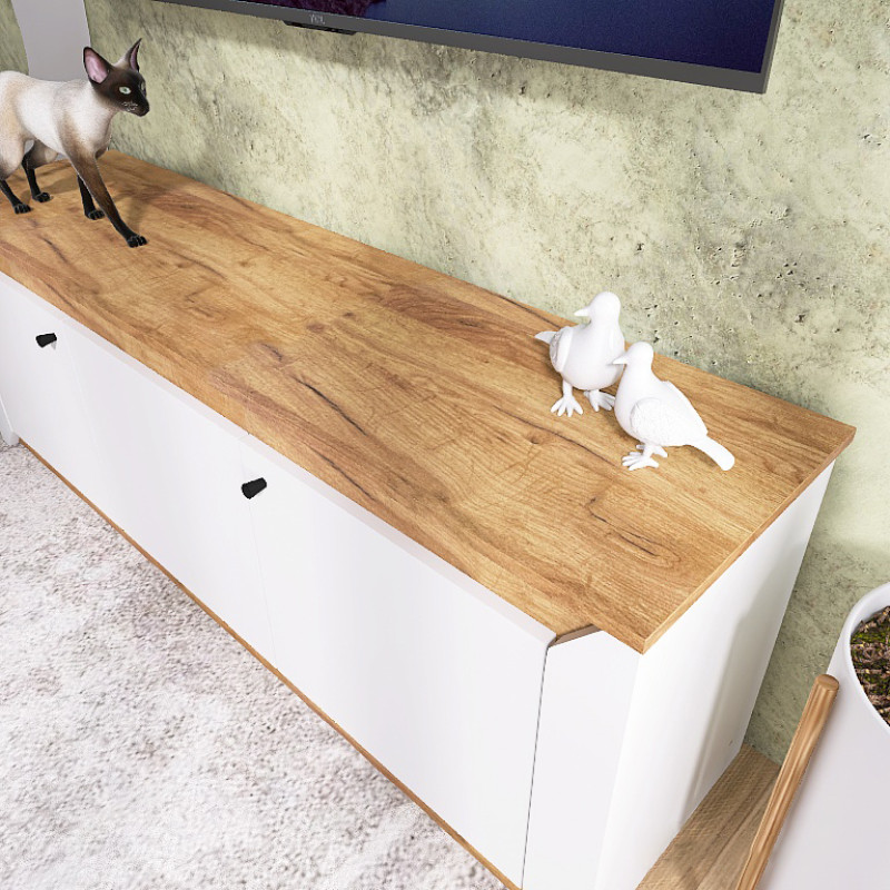 Stojak pod telewizor Nordic TV-1500 Biały + Kraft złoty (13275)