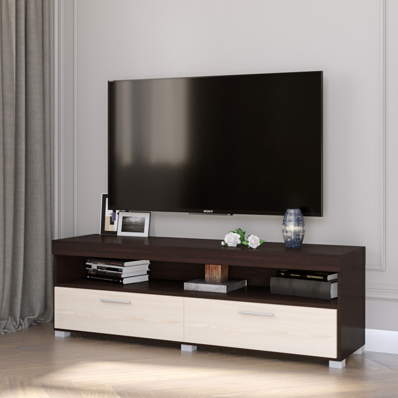 Тумба ТВ 1200 Британия 120х38х46 венге + дуб молочный (8428)