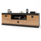 Stolik RTV 1500 Sonata 150x38x50 ciemny wenge + złoty dąb craftowy (8433)