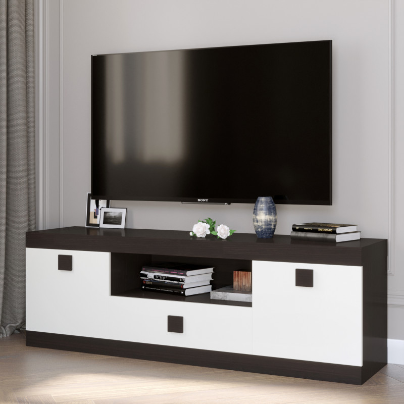 Stolik pod TV 1500 Sonata 150x38x50 ciemny wenge + biały (8434)