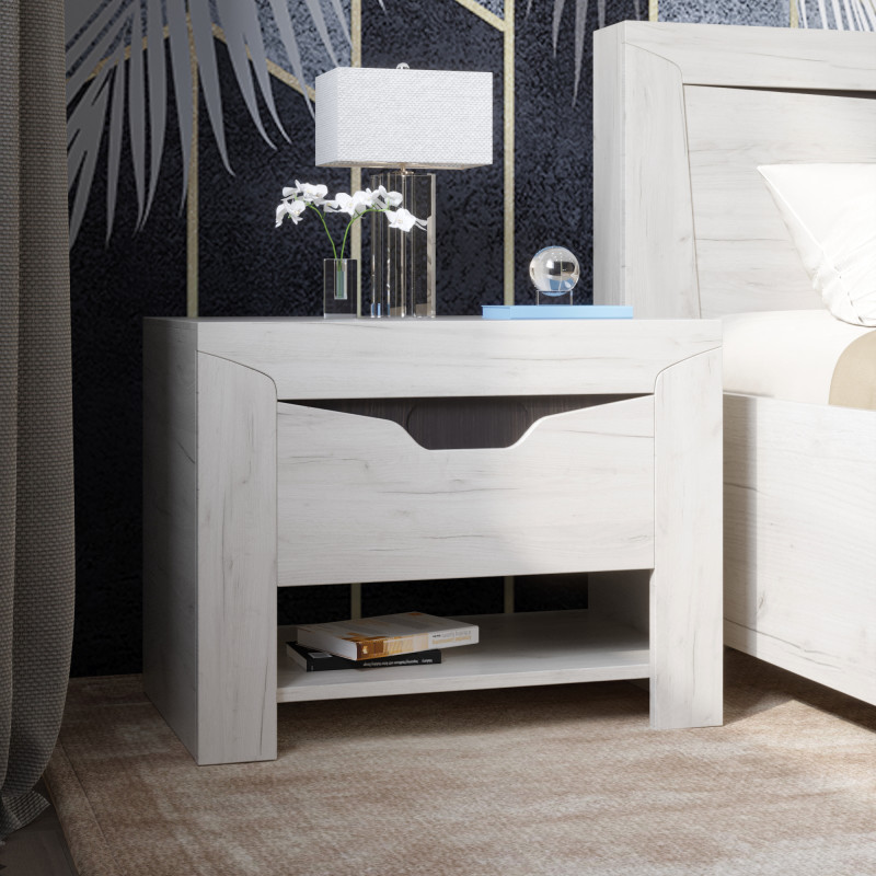 Stolik nocny Liberty 60x38x45,5 dąb rzemieślniczy biały (8589)