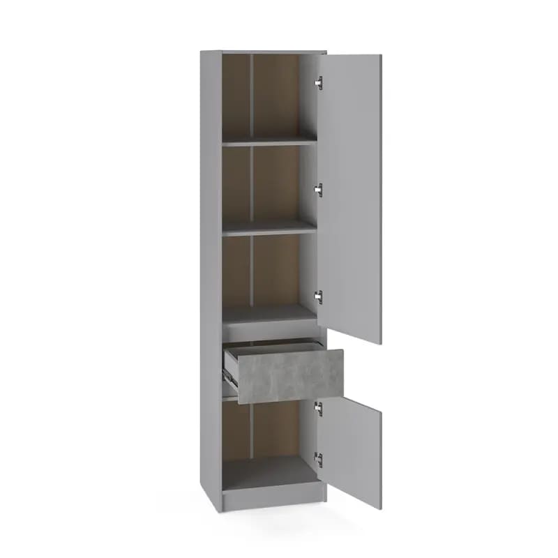 Шкаф-пенал закрыт с полками и ящиком Стайл-500 50х39х203 см Кашемир/Бетон (38068)
