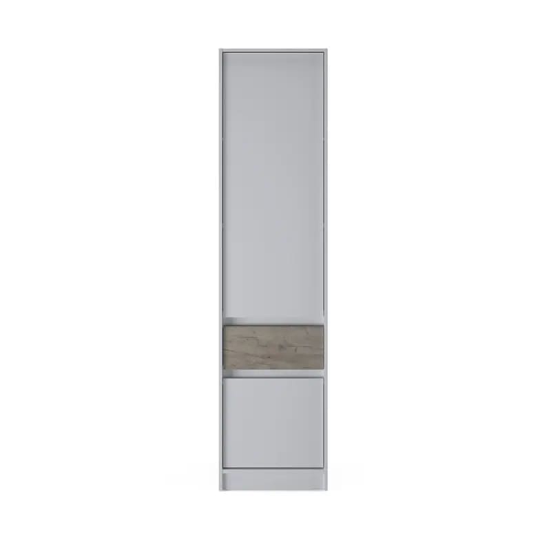 Шкаф-пенал закрыт с полками и ящиком Стайл-500 50х39х203 см Нимфея Альба (белый)/Дуб крафт серый (38069)