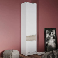 Шкаф-пенал закрыт с полками и ящиком Стайл-500 50х39х203 см Нимфея Альба (белый)/Дуб крафт серый (38069)