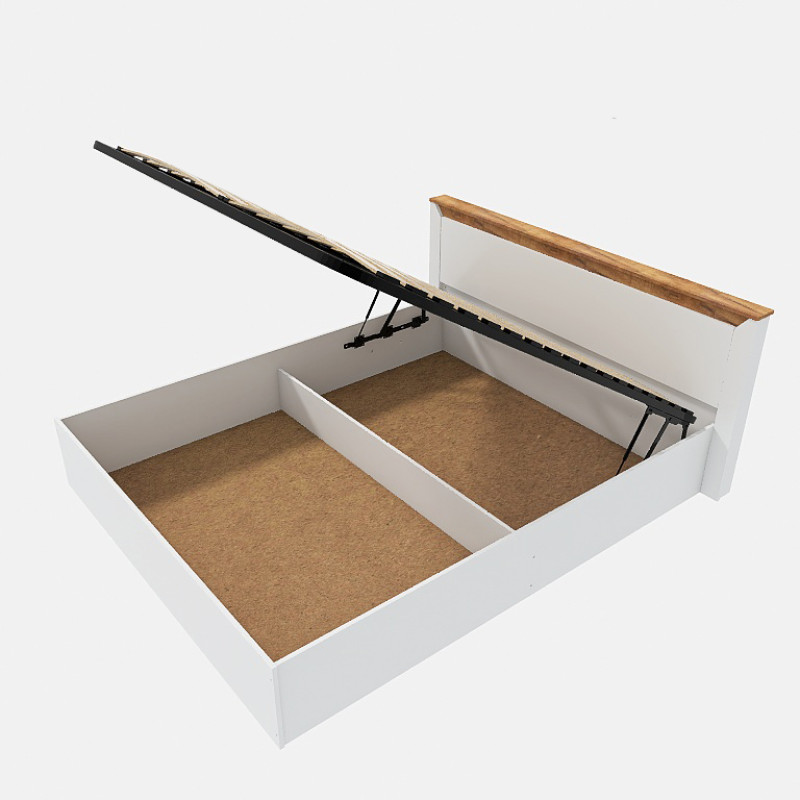 Кровать двуспальная Нордик-1400 (подъемный механизм) 140х200 см Белый + Крафт золотой (13287)