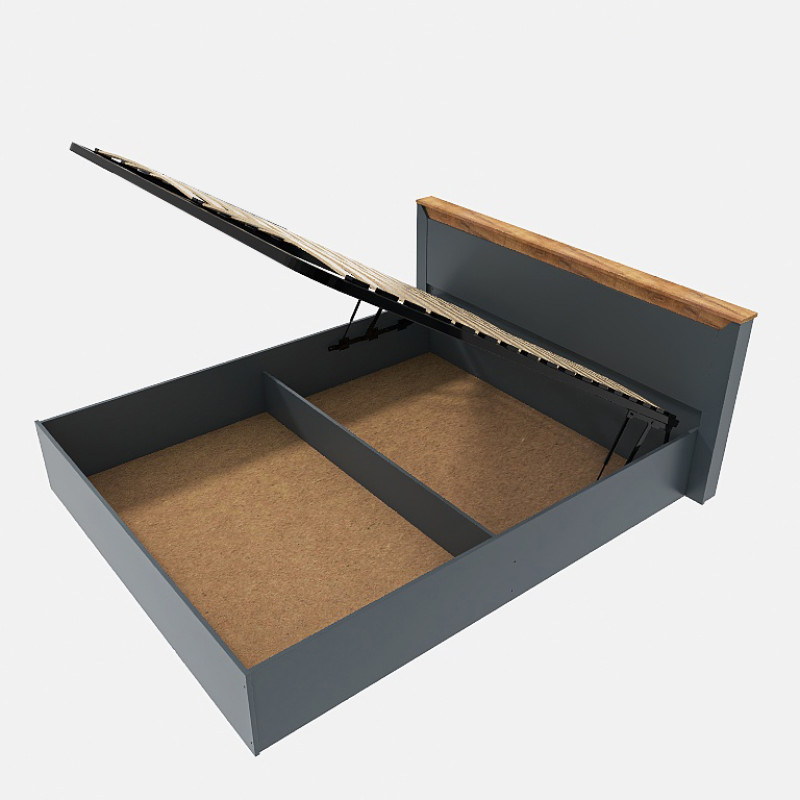 Кровать двуспальная Нордик-1400 (подъемный механизм) 140х200 см Графит + Крафт золотой (13288)