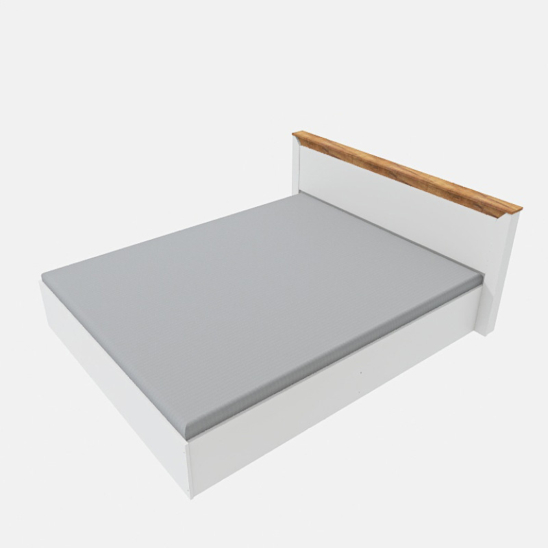 Кровать двуспальная Нордик-1400 (щит ДСП под матрас) 140х200 см Белый + Крафт золотой (13285)