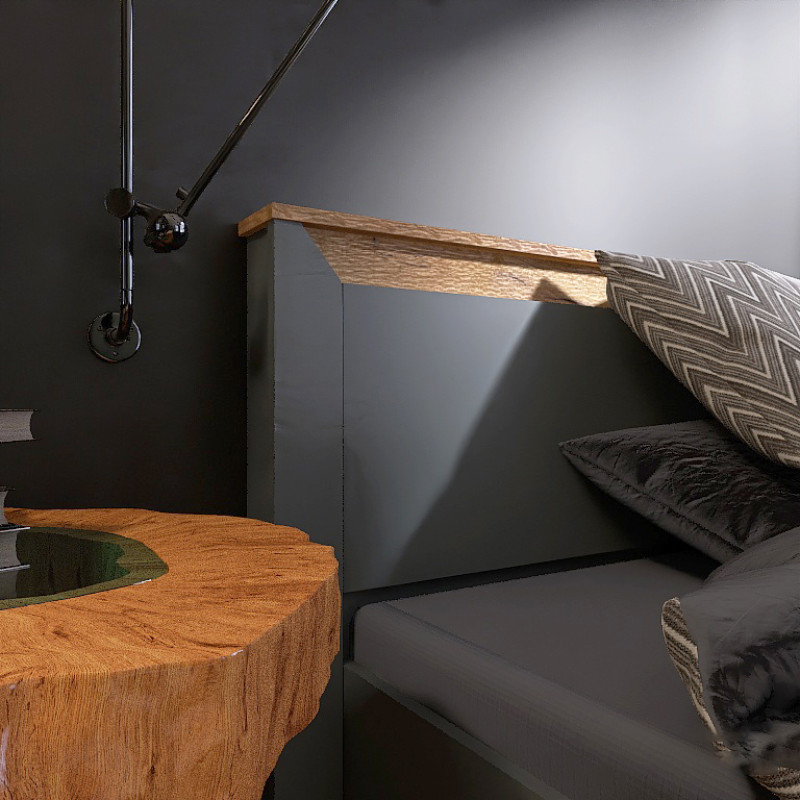 Кровать двуспальная Нордик-1400 (ламельный каркас) 140х200 см Графит + Дуб крафт золотой (13284)