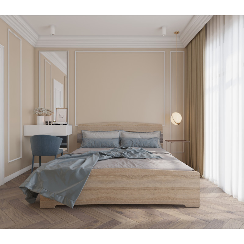 Кровать двуспальная Марго 160х200 см сонома + трюфель (8397)