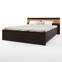 Кровать двуспальная Соната-1600 160х200 см венге темный + дуб крафт золотой (8401)