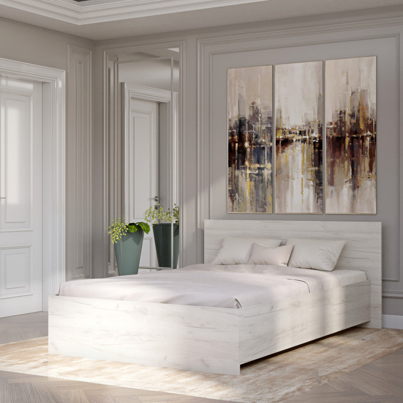 Кровать двуспальная Соната-1400 140х200 см дуб крафт белый (8795)