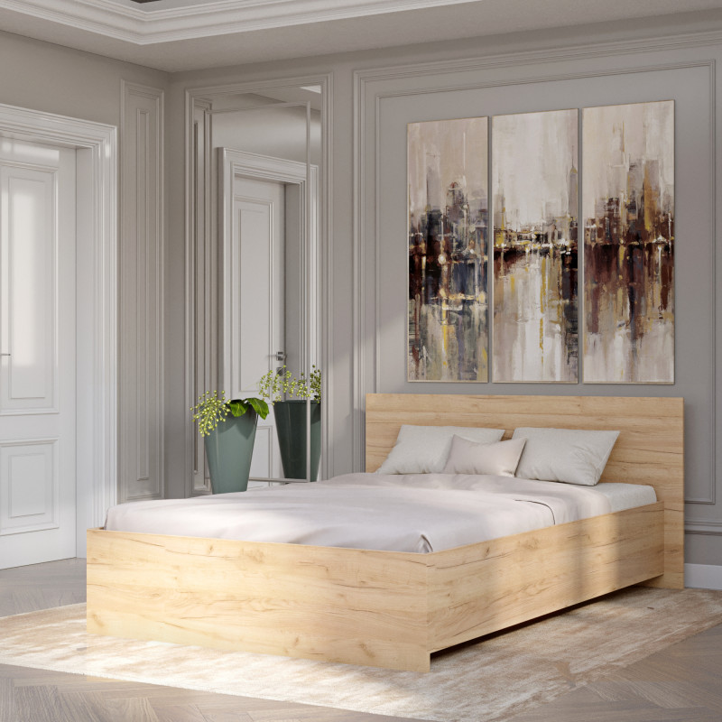 Кровать двуспальная Соната-1400 140х200 см дуб крафт золотой (8796)