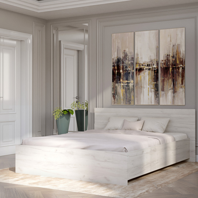 Кровать двуспальная Соната-1600 160х200 см дуб крафт белый (8797)