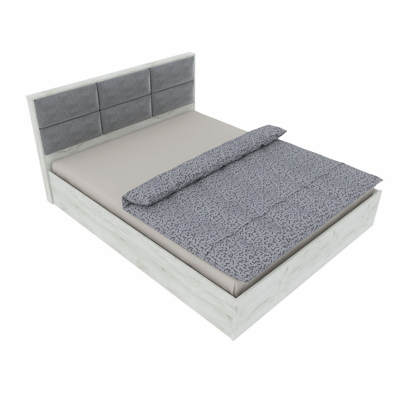 Кровать двуспальная КЛ-1600 Лайт (ламельный каркас) 160х200 см Дуб Крафт белый (31412)