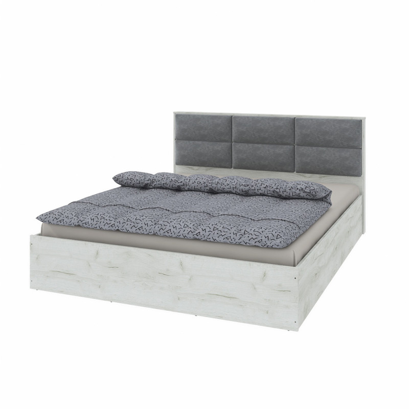 Кровать двуспальная КЛ-1600 Лайт (щит ДСП под матрас) 160х200 см Дуб Крафт белый (31413)