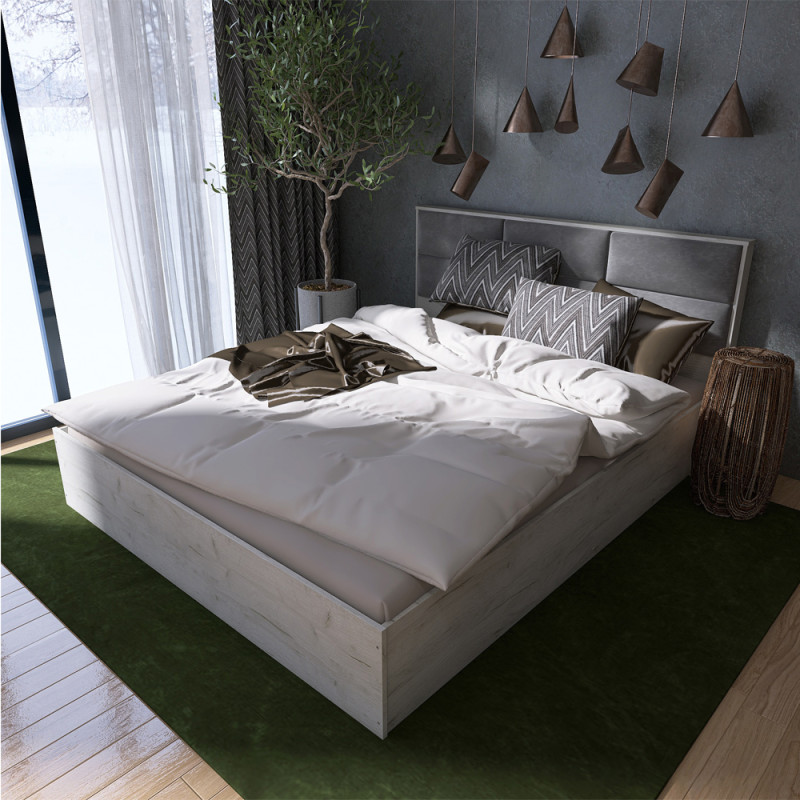 Кровать двуспальная КЛ-1400 Лайт (подъемный механизм) 140х200 см Дуб Крафт белый (31415)