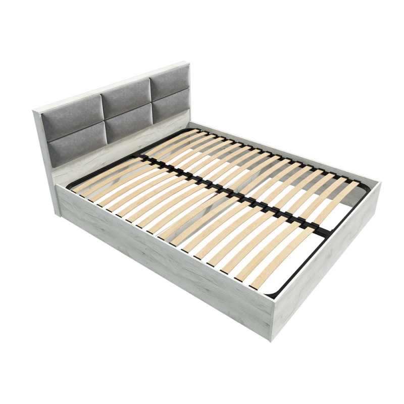 Кровать двуспальная КЛ-1600 Лайт (ламельный каркас) 160х200 см Дуб Крафт белый (31412)