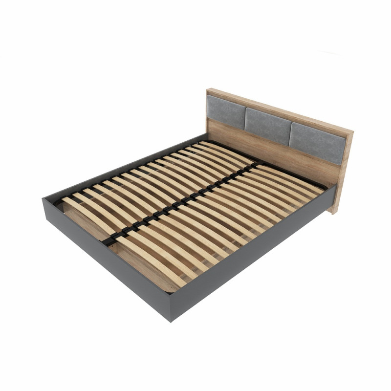 Кровать двуспальная (ламельный каркас) Сити-1400 200,5х148,8х82,6 см Дуб сонома/Графит (31526)