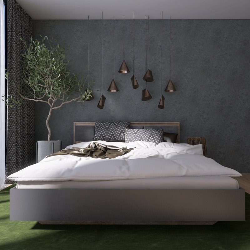 Кровать двуспальная (ламельный каркас) Сити-1600 200,5х168,8х82,6 см Дуб сонома/Графит (31528)