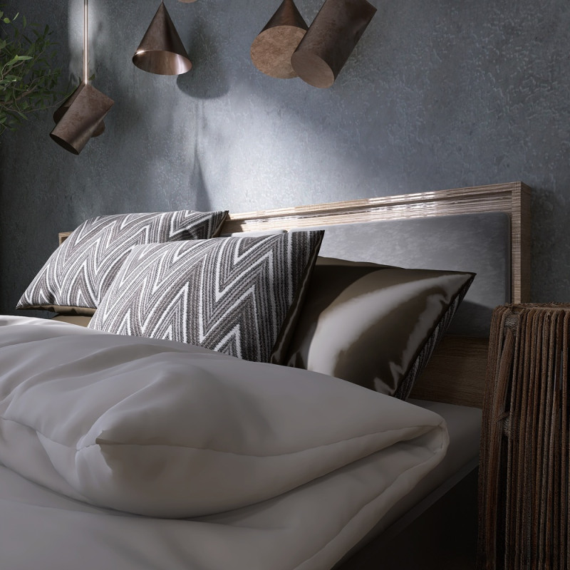 Кровать двуспальная (ламельный каркас) Сити-1600 200,5х168,8х82,6 см Дуб сонома/Графит (31528)