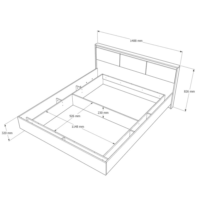 Кровать двуспальная (ламельный каркас) Сити-1600 200,5х168,8х82,6 см Дуб сонома/Белый (31527)