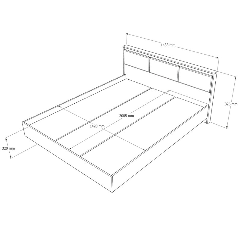 Кровать двуспальная (ламельный каркас) Сити-1600 200,5х168,8х82,6 см Дуб сонома/Графит (31528)