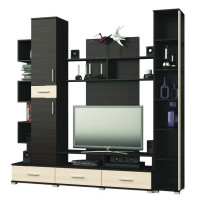 Стенка для гостиной Бриз + Пенал 18 венге + дуб молочный (8626)