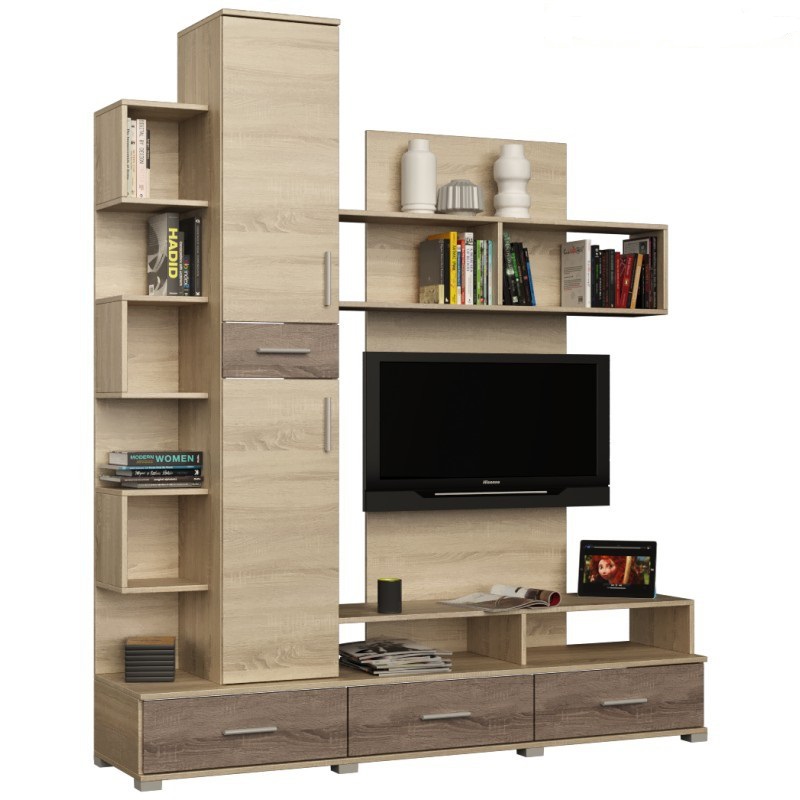 Стенка для гостиной Бриз + Пенал 18 сонома + трюфель (8632)