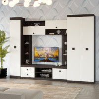 Гостиная стенка Соната 3 (модульная - 3 элемента) венге темный + белый (8899)